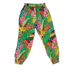 Olivaceous Tropical Pattern Joggers Pants